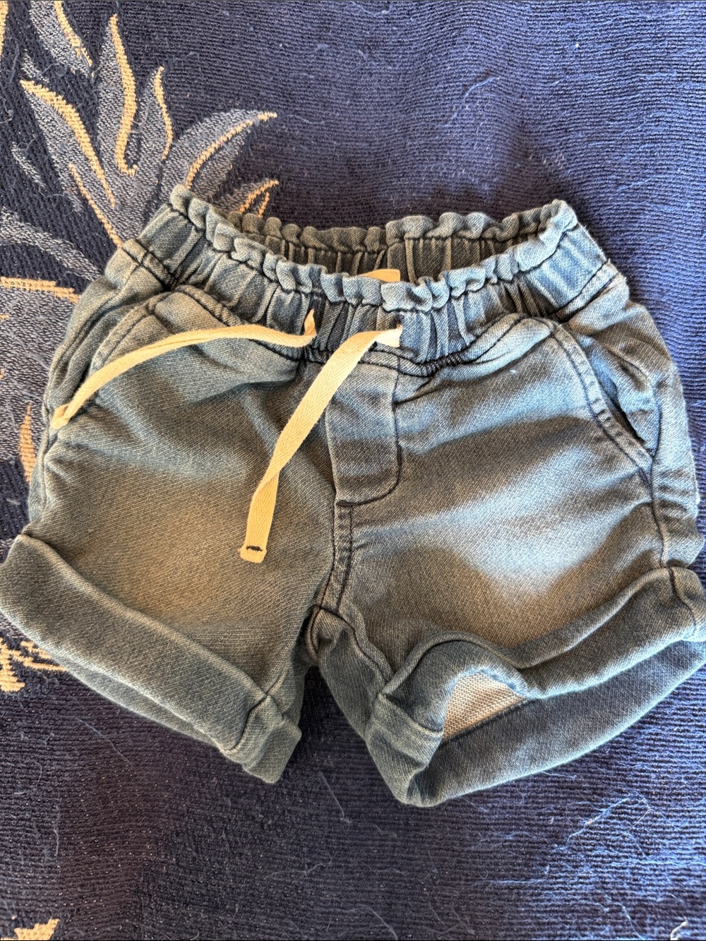 Kids Elastic-Waist Drawstring Shorts in Slate Blue